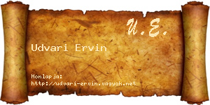 Udvari Ervin névjegykártya
